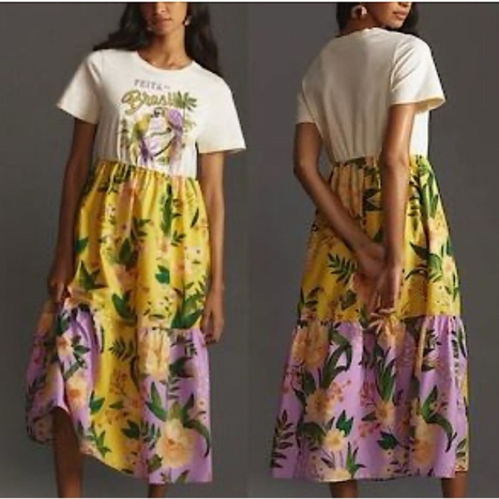Farm Rio Anthropologie Brazil Parrot Maxi Dress MP